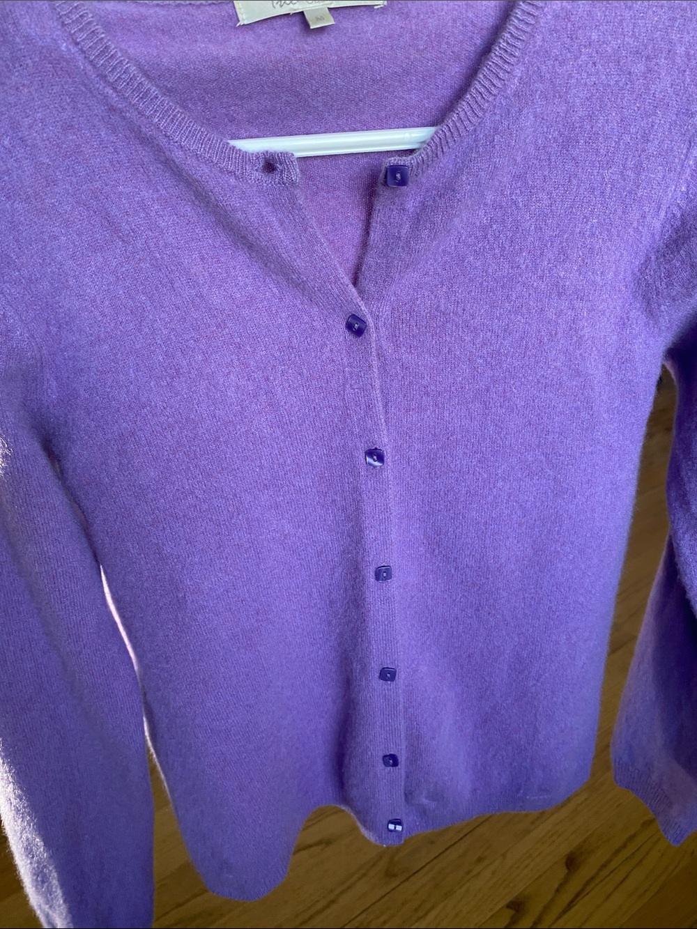 Classic Purple Crewneck Cardigan Sweater